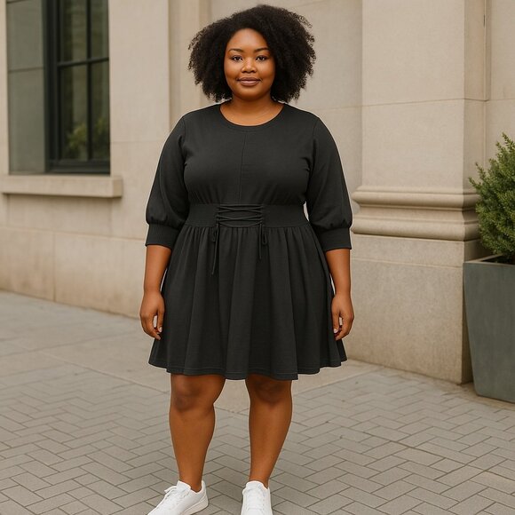 Torrid Dress Women's Size 4 Black Sweater Long Sleeve Knit Knee Length Stretch - Picture 1 of 11